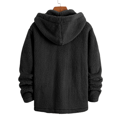 Teddy Button-Up Fleece-Mantel mit Kapuze